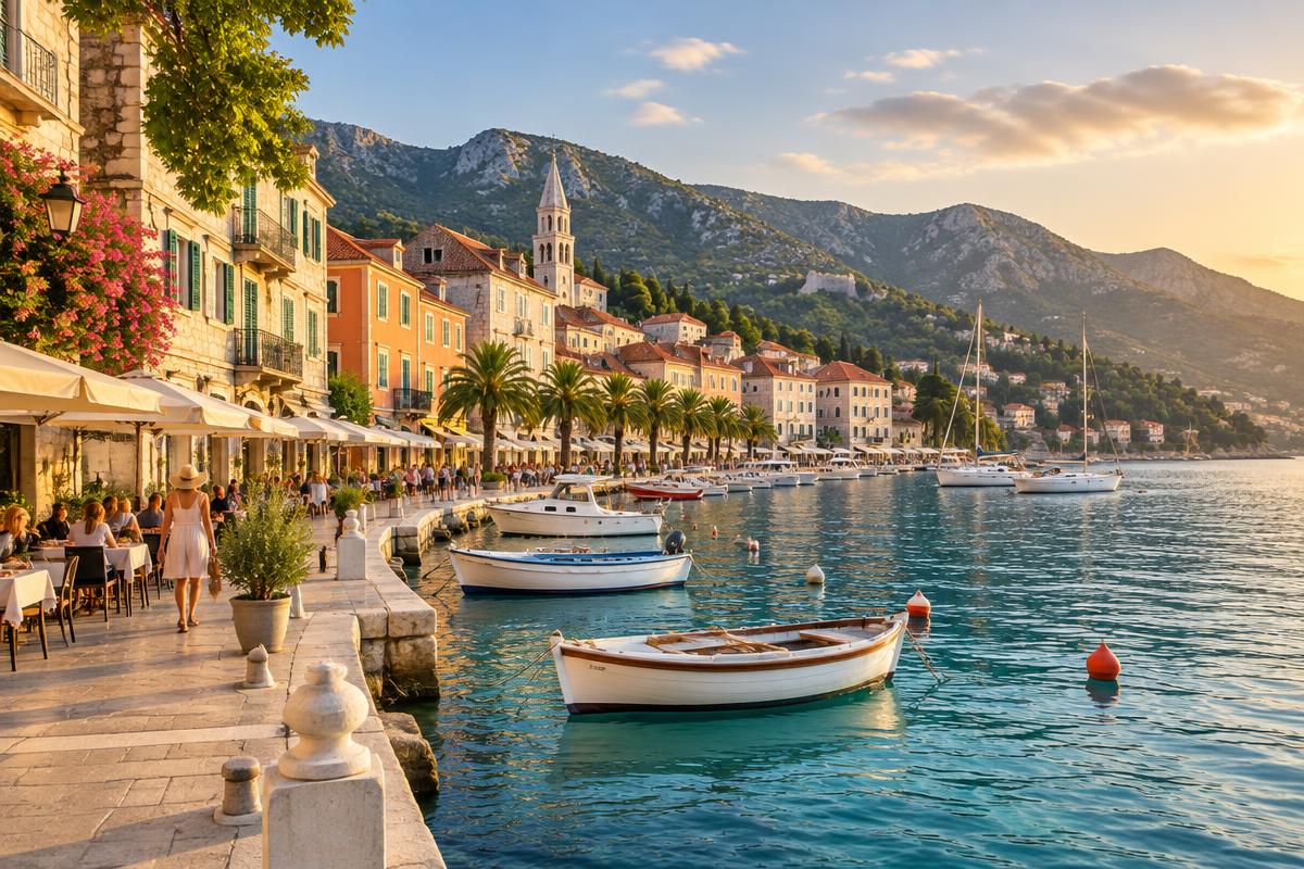 Ville européenne en bord de mer proposée comme destination